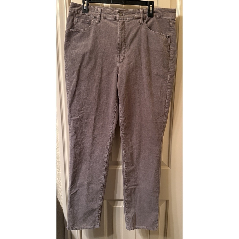 Talbots High-Waist Straight Leg Corduroy Pants Size 14 Brown Fine Wale Stretch